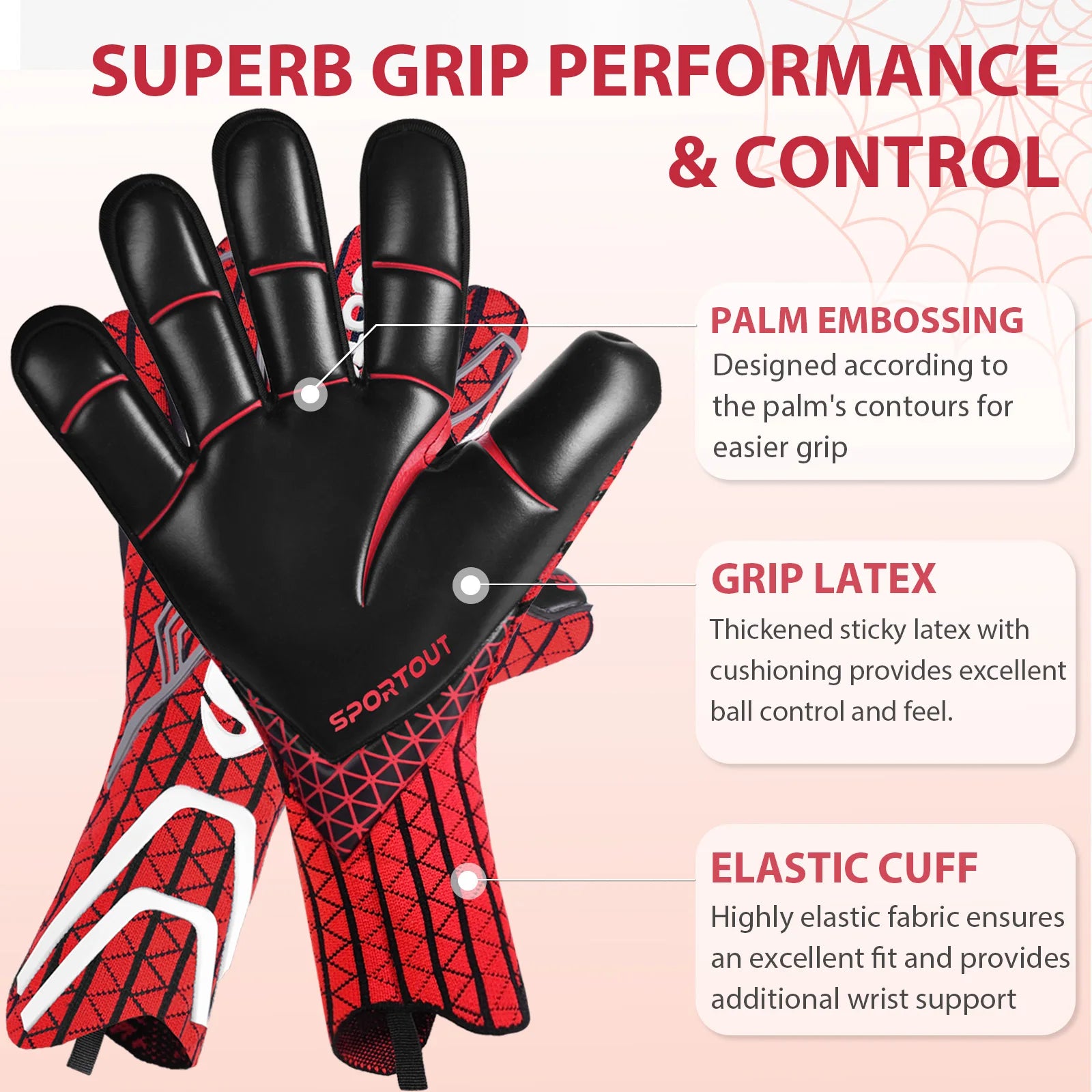 Gants de gardien de but professionnels – Grip en latex allemand 4+3mm | Gants de football respirants