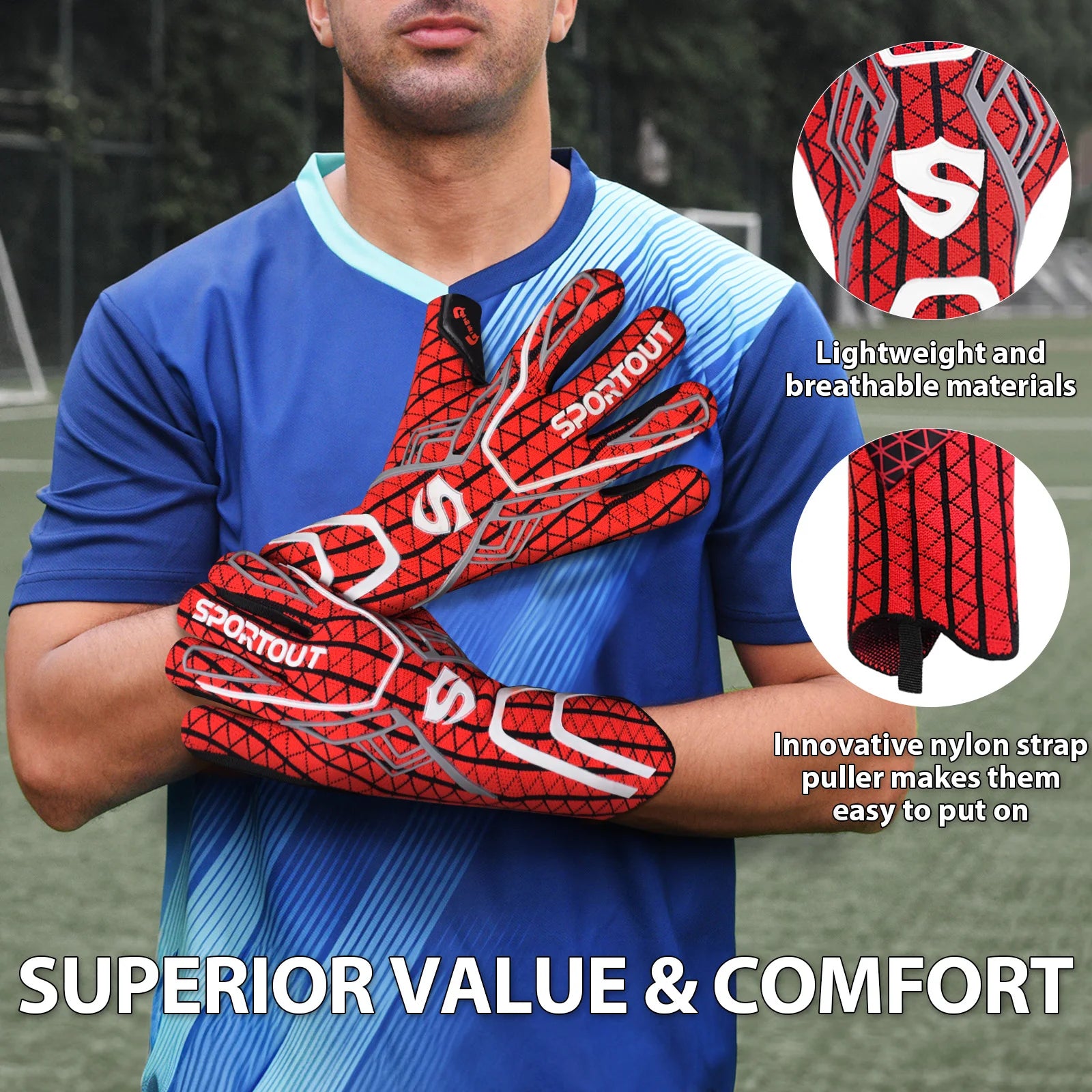 Gants de gardien de but professionnels – Grip en latex allemand 4+3mm | Gants de football respirants